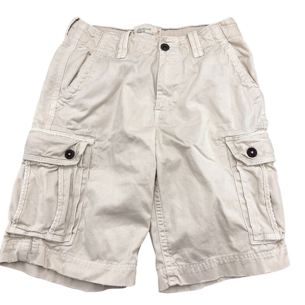 American Eagle Shorts Men 30W x 11L Beige Cargo Mid Rise Classic Length Cotton